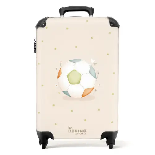Voetbal in beige pastel kleuren NBS - Handbagage koffer - Kinderen Unisex middel -productfoto_recht
