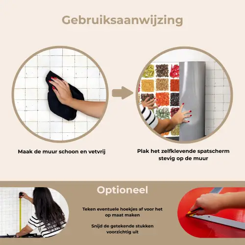 Vierkanten - Specerijen - Kruiden - Grafisch keuken achterwand spatscherm klein -gebruiksaanwijzing_NL