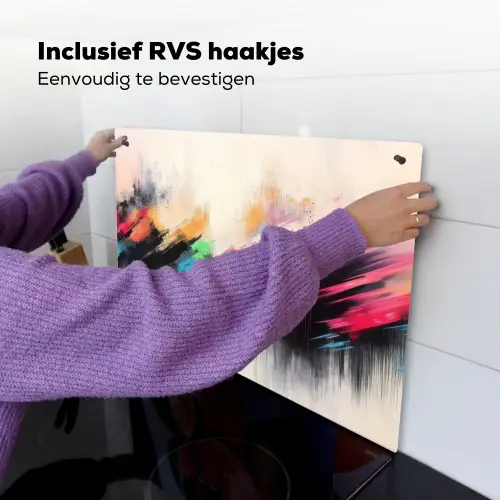 Dynamisch - Abstract - Kleurrijk - Zwart Inductie beschemer met haakjes klein -ky-ophangen-nl