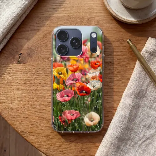 Bloemenveld - Klaprozen - Kleurrijk Telefoonhoesje iPhone 17 Pro klein -sfeer1