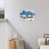 Winter - Huisje - Bergen - Uitzicht - Sneeuw tuinposter los doek klein -sfeer8
