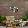 Huizen - Mozaïek - Sinaasappelbomen - Zee Tuinposter op houten frame 2 cm dik klein -sfeer3