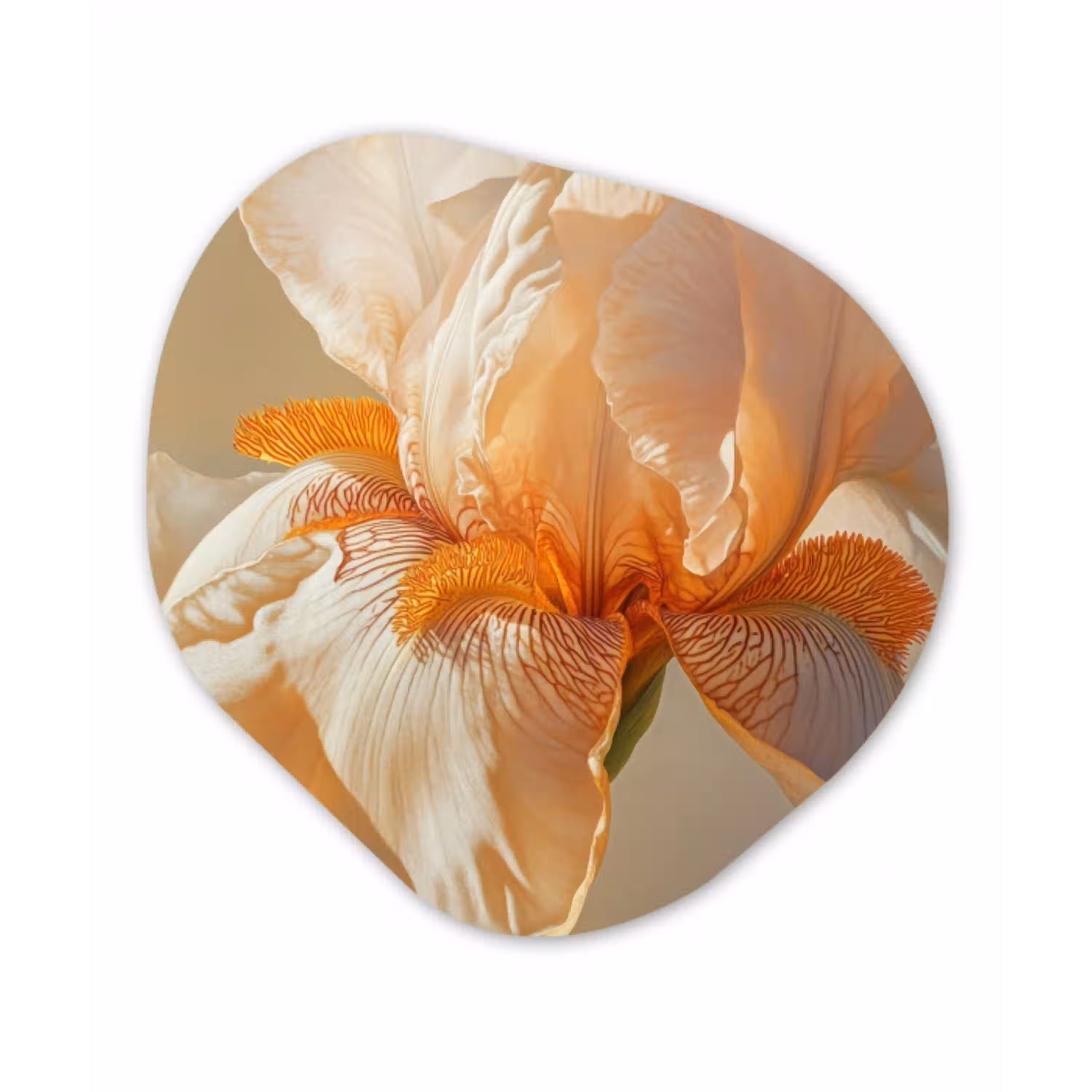 Close up - Oranje - Iris Wandcirkel Organisch Aluminium middel -3d