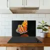 Vlinder - Bloemen - Insect - Portret - Zwart - Oranje keuken achterwand spatscherm klein -sfeer2
