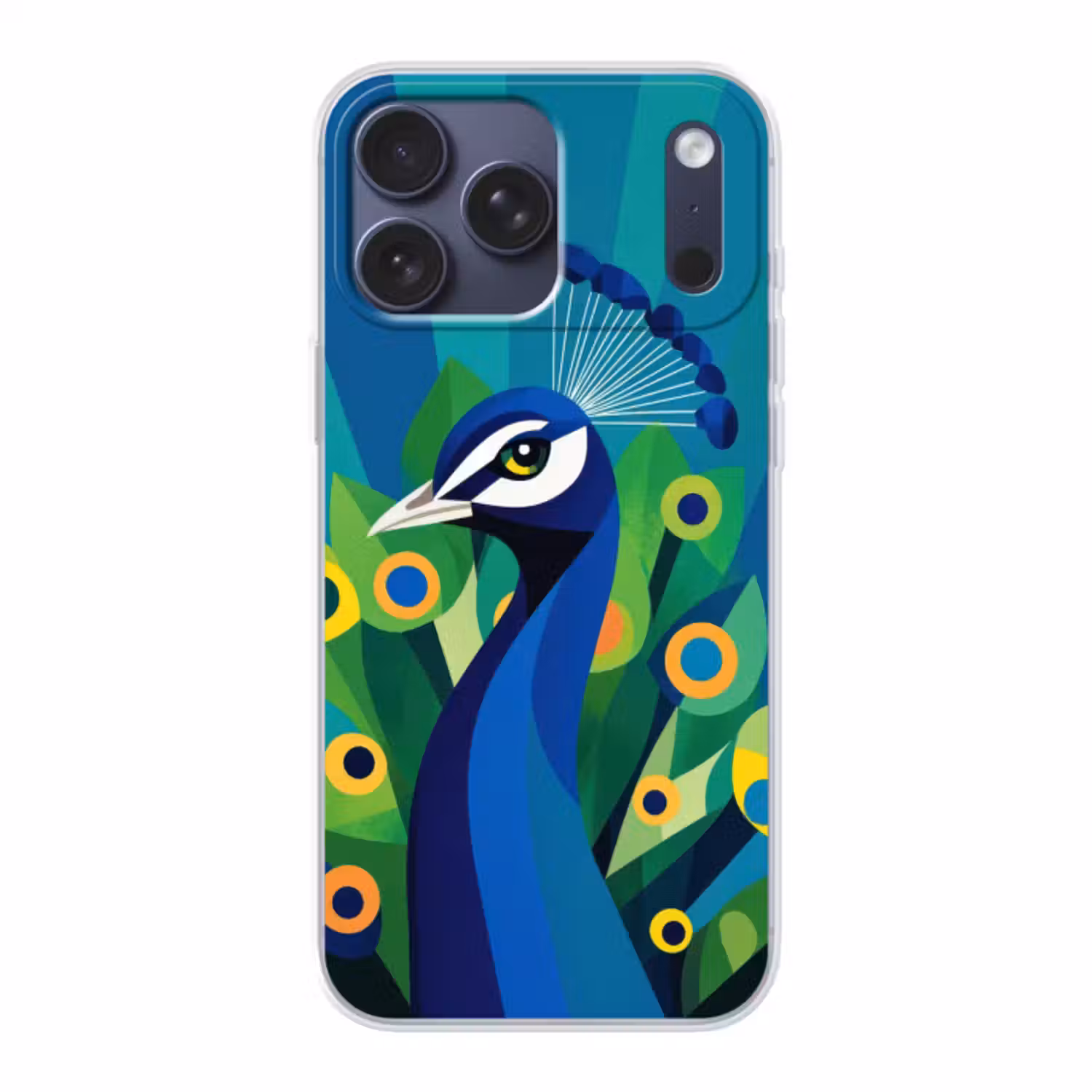 Telefoonhoesje Softcase - Pauw - Cirkels - Blauw