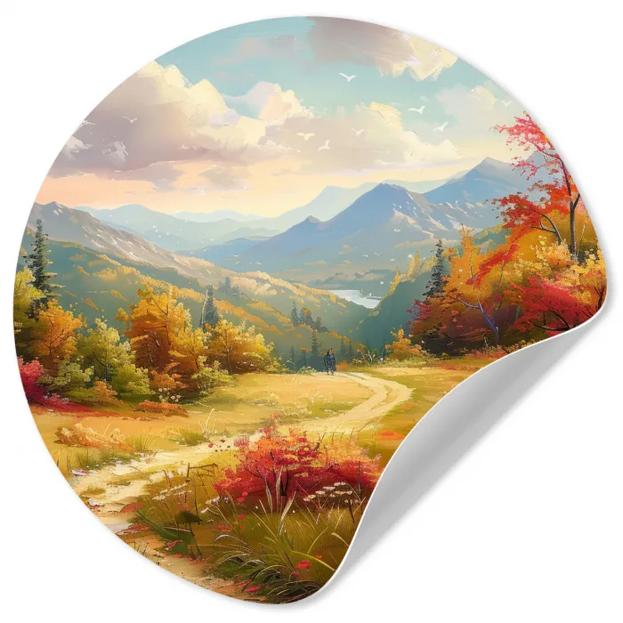 Landschap - Illustratie - Natuur Wandcirkel behangsticker klein -3d
