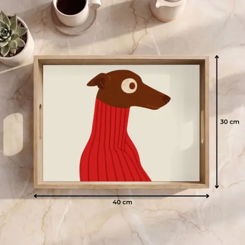 Silhouet - Hond - Trui - Rood Dienblad Rechthoek middel -USP_Formaat