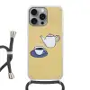 Theepot - Kopje - Beige - Illustratie Hoesje iPhone 16 Pro Max met koord klein -3d
