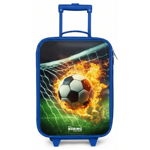 Vuurvoetbal in doelnet vastgelegd Kinderkoffer - Blauw klein -zz3dotto