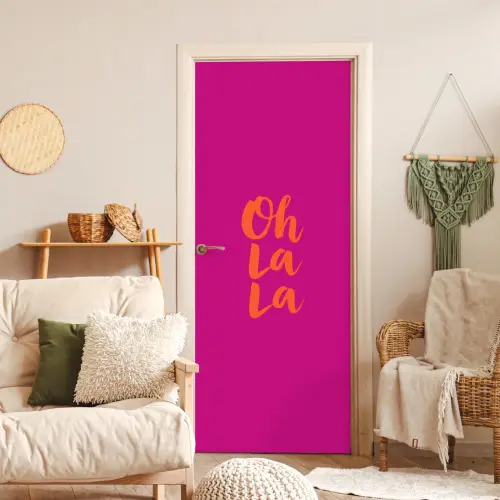 Oh la la - Roze - Oranje - Minimalistisch deurposter klein -sfeer2