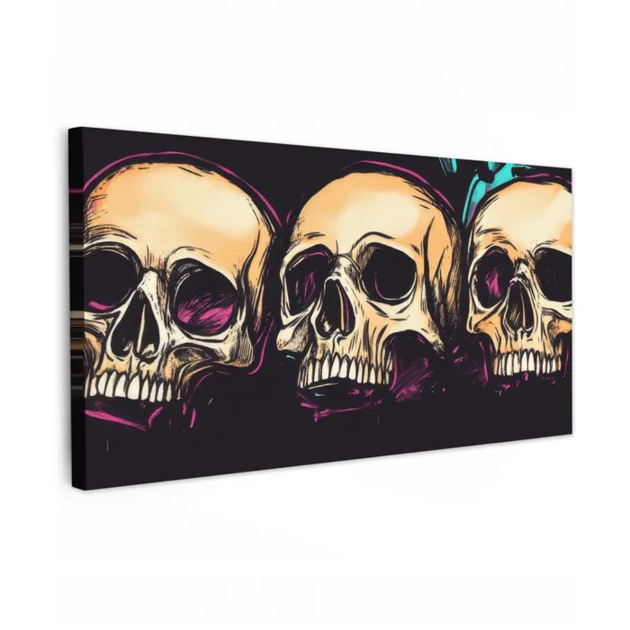 Schedels - Graffiti - Neon Tuinposter op houten frame 2 cm dik xxl -3d