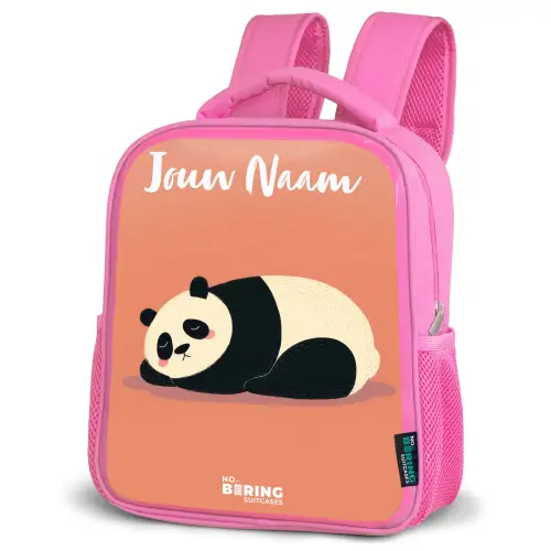Panda - Slapen - Oranje Kinderrugzak - Roze middel -schuin