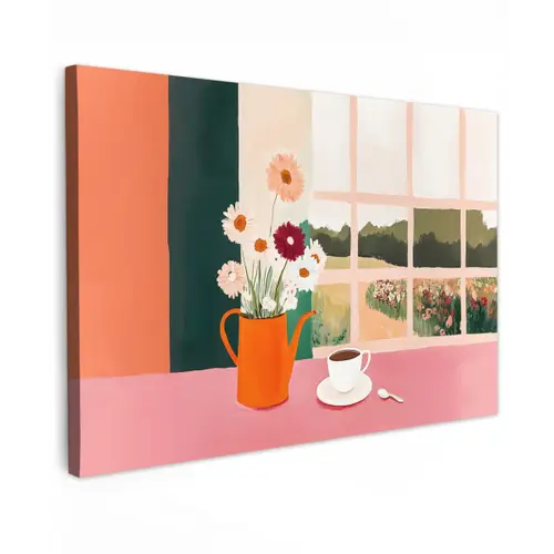 Bloemen - Koffie - Raam canvas 2cm klein -z3d