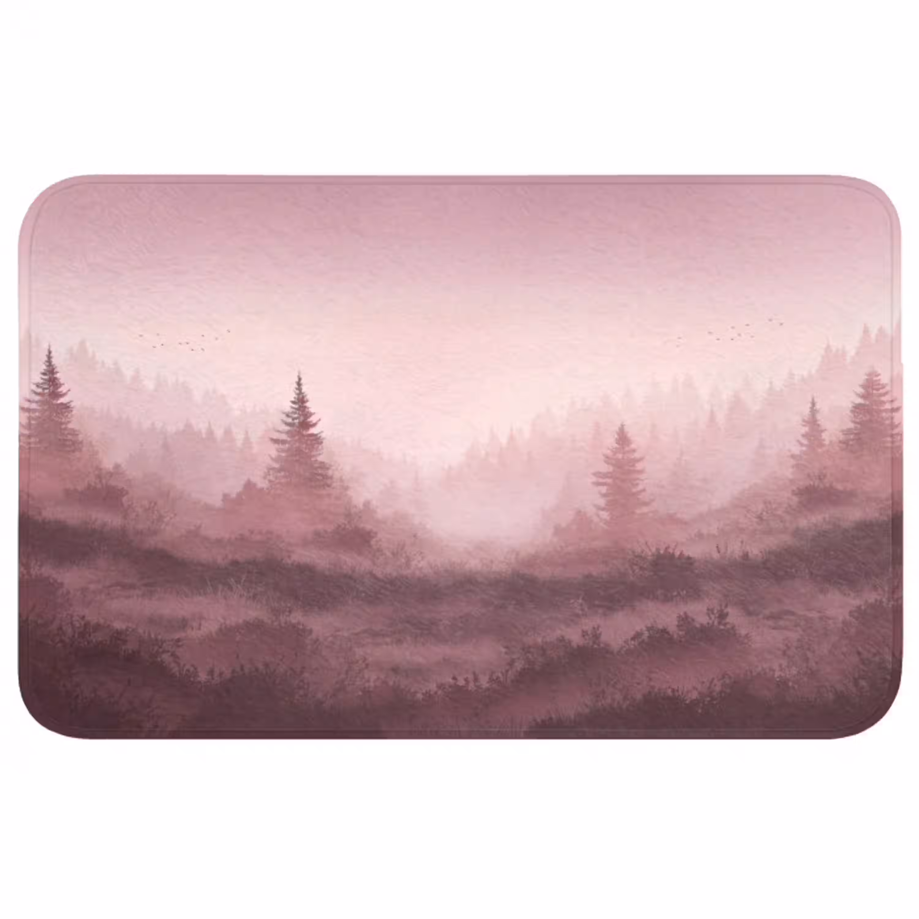 Landschap - Mistig - Roze Badmat middel -3d