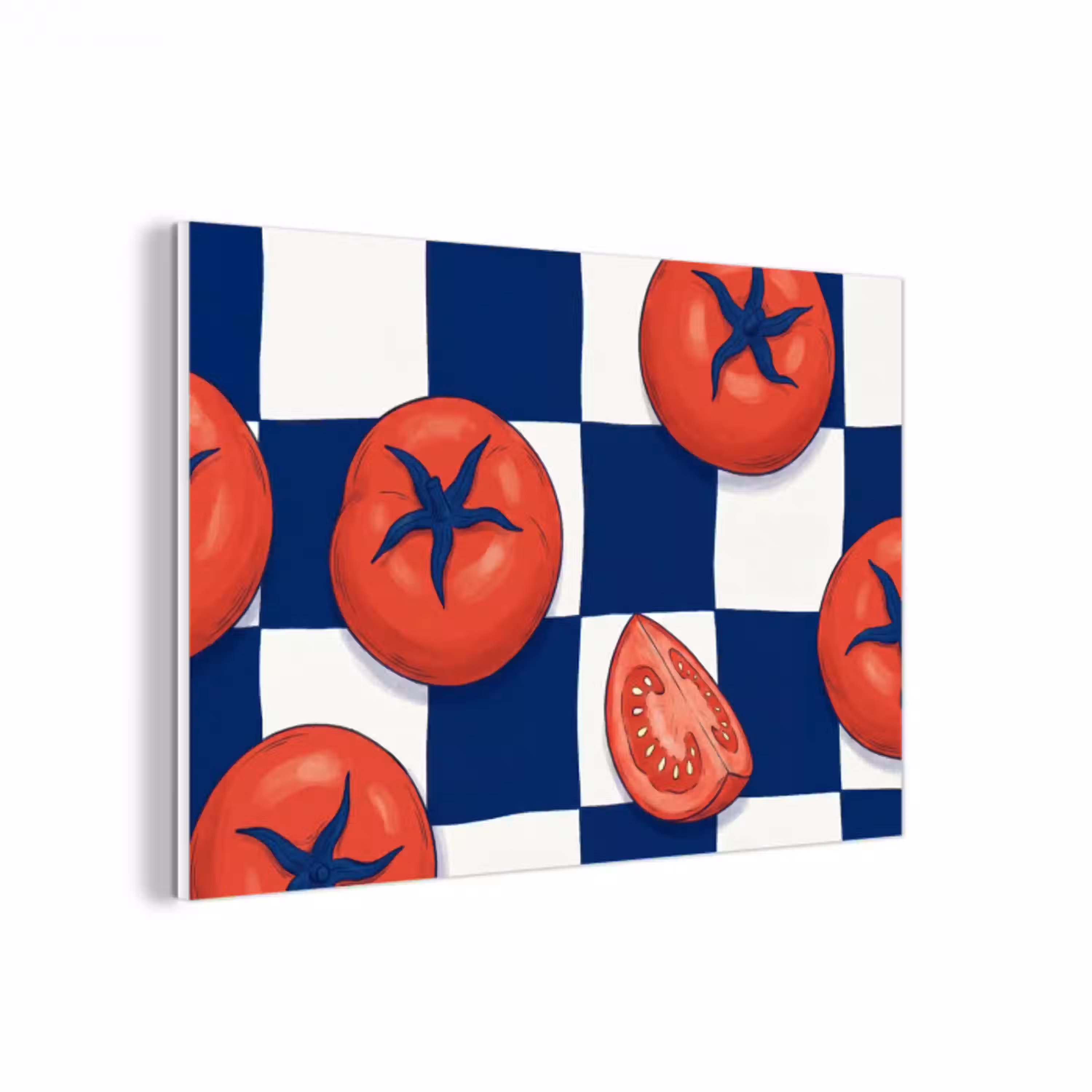 Eten - Tomaten - Keuken - Illustratie - Rood-Blauw forex 5mm xxl -3d
