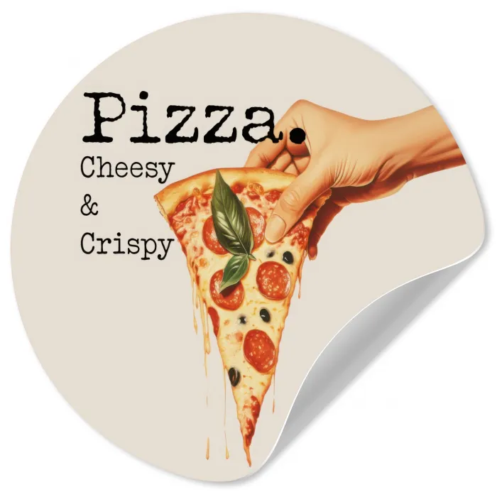 Pizza - Kaas - Pepperoni Wandcirkel behangsticker klein -3d