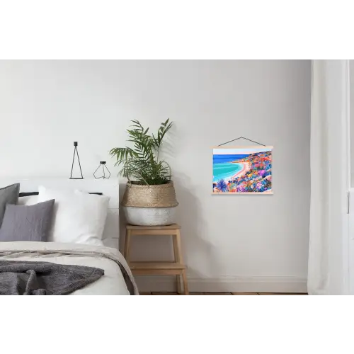 Bloemenweide - Zee - Zomers textielposter latten blank klein -woonkamer