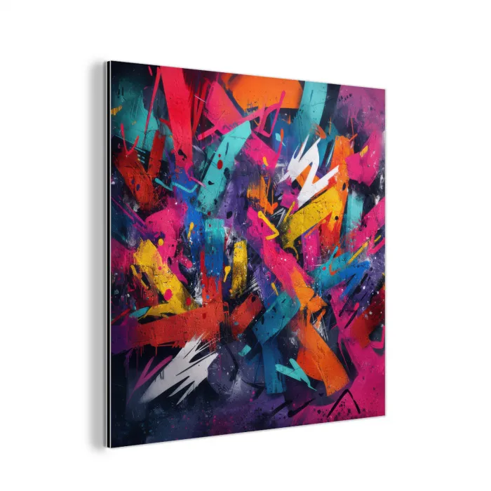 Abstract - Explosie - Neonkleuren aluminium wit klein -3d