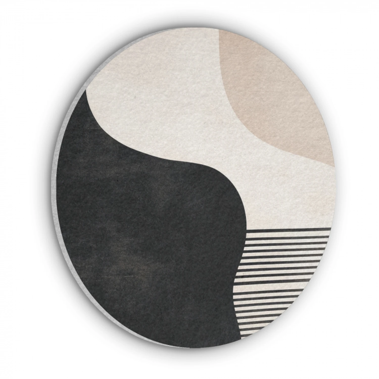 Abstract - Japandi - Beige - Modern Akoestische PET Vilt - Rond klein -3d