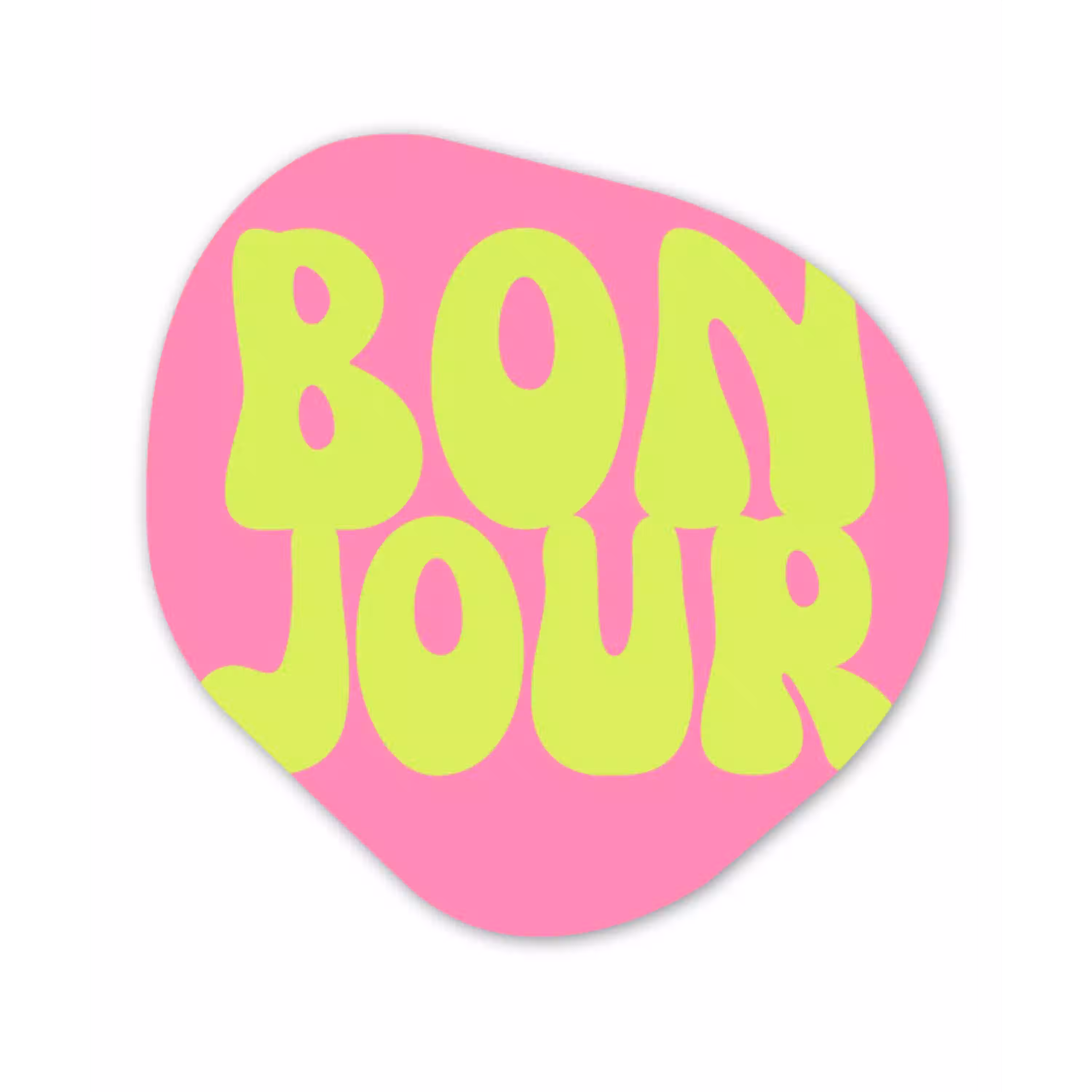 Bonjour - Roze - Fel groen Wandcirkel Organisch Plexiglas middel -3d