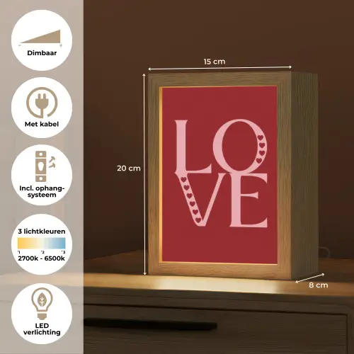 Love - Rood - Hatjes Light Box met kabel (Tafellamp) klein -USP_NL