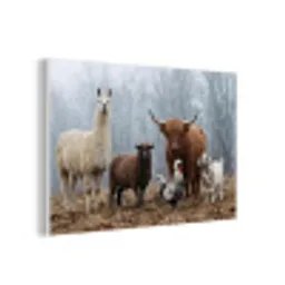Boerderijdieren - Groep - Mist - Natuur - Rustiek forex 5mm xxl -3d