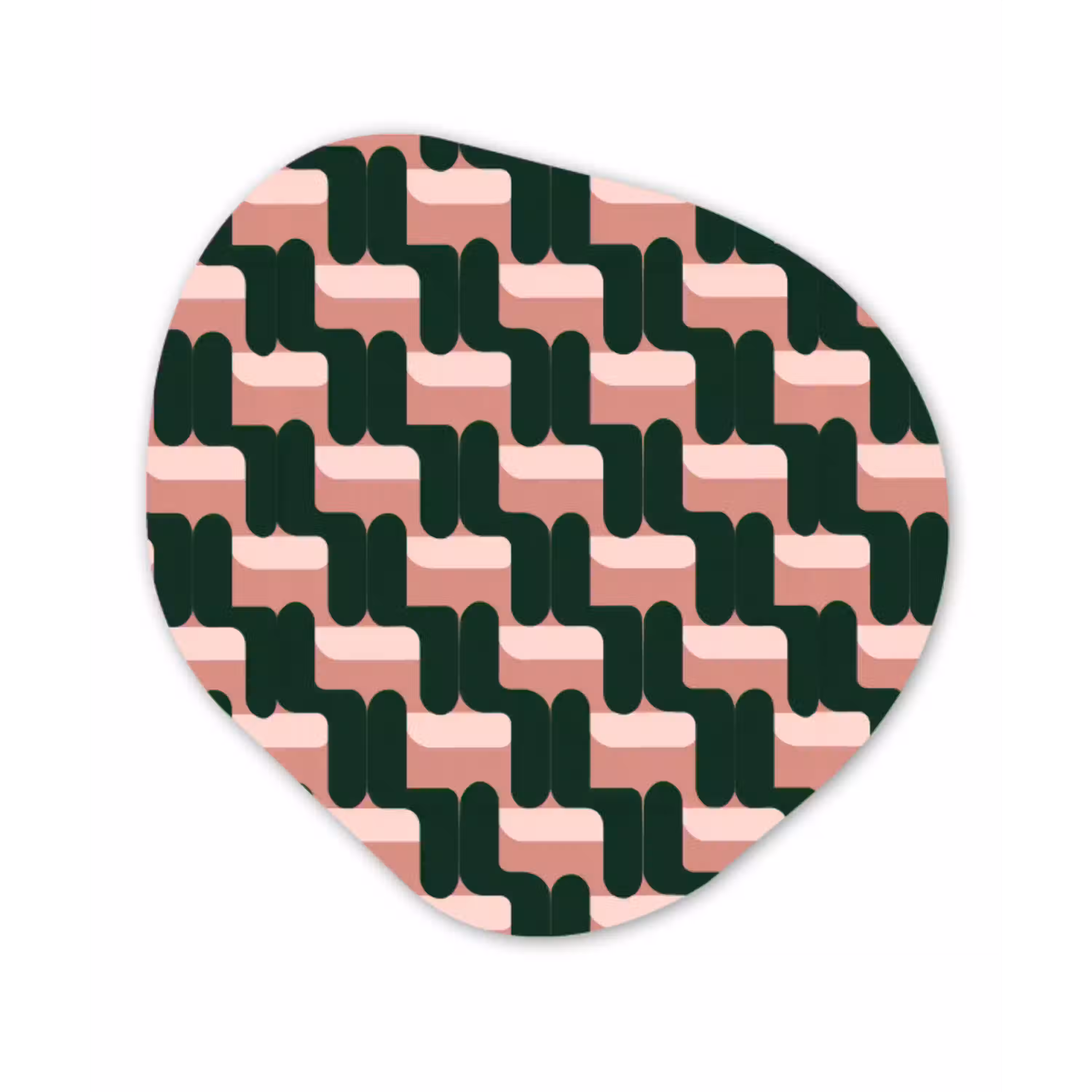 Vlechtpatroon - Groen - Roze - Geometrisch Wandcirkel Organisch Forex 3mm klein 629 -3d