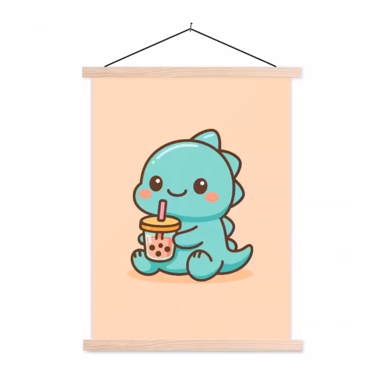 Stoffbild - Dino - Boba - kawaii - Orange