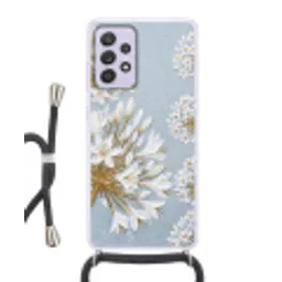 Illustratie - Bloemen - Blauw Hoesje Samsung Galaxy A52 5G met koord klein -3d