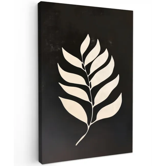 Blad - Wit - Minimalistisch Tuinposter op houten frame 2 cm dik klein -3d