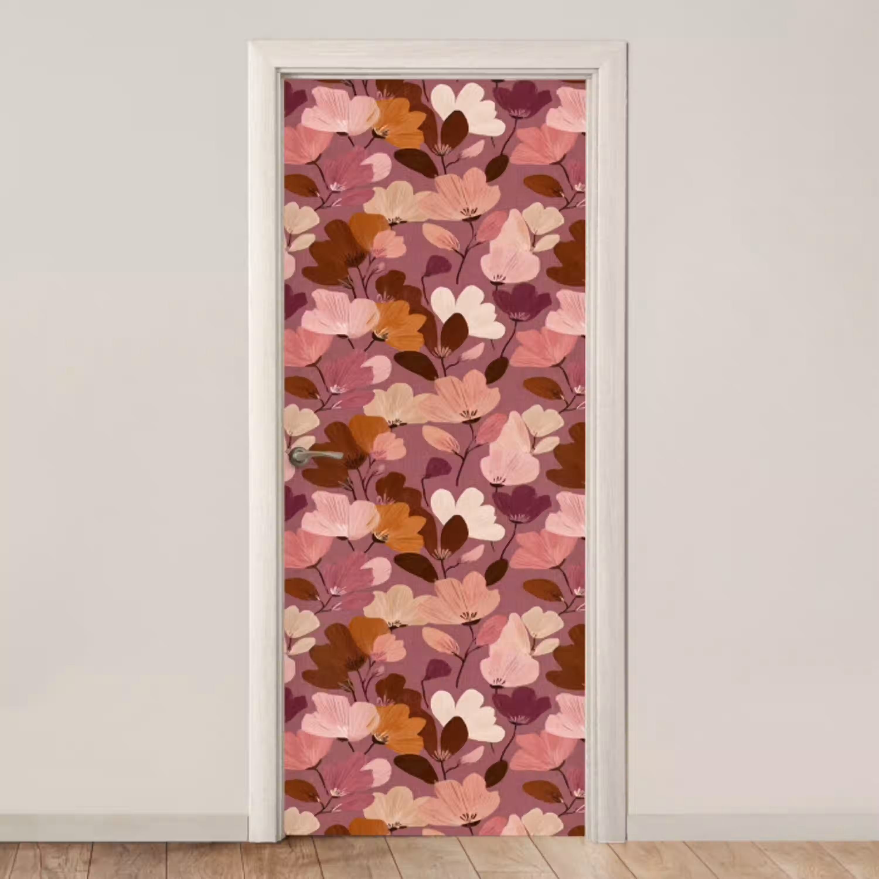 Bloem - Patroon - Roze deurposter klein 289 -3d_beige
