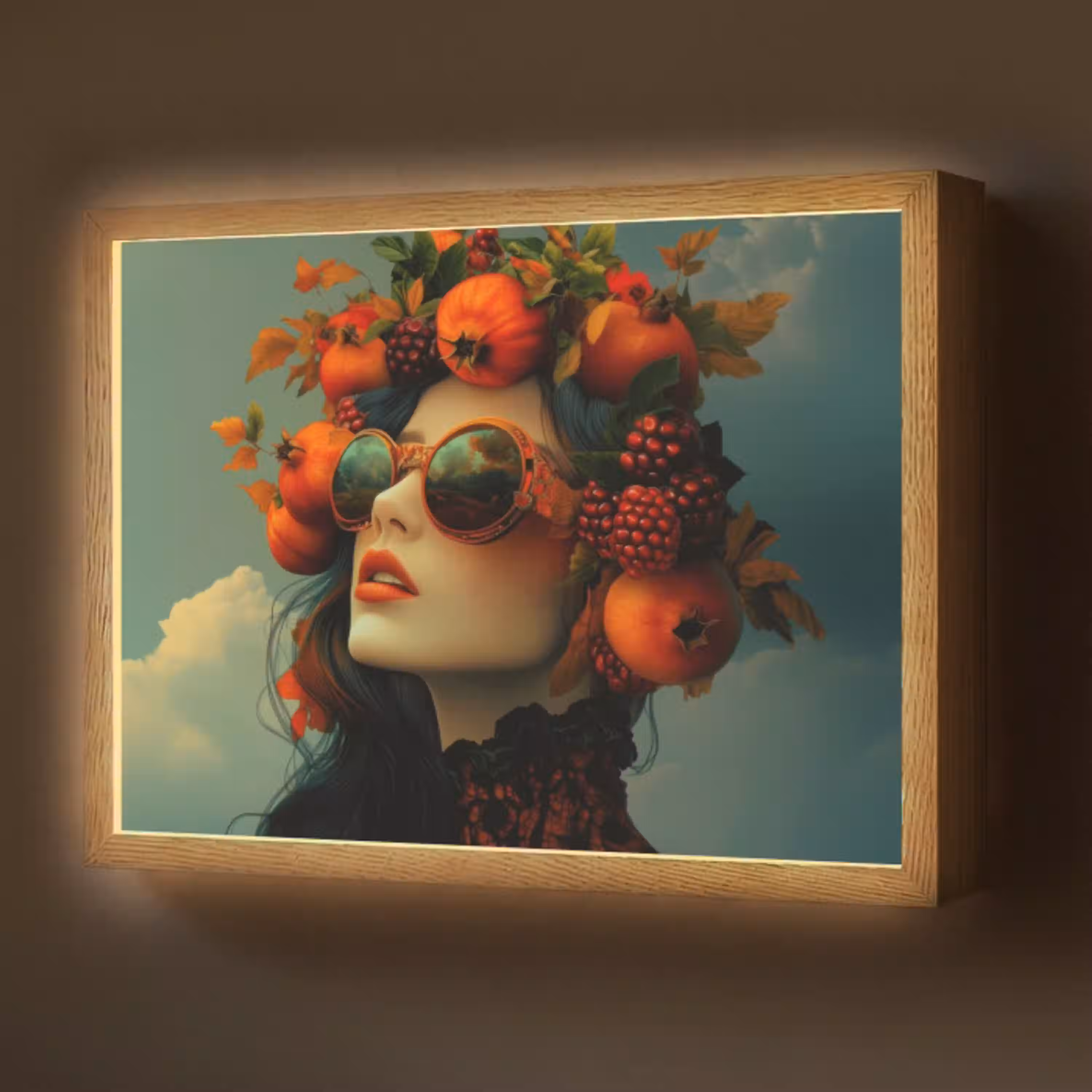Vrouw - Granaatappel - Herfst - Zonnebril Light Box met batterij (Wandlamp) middel -z3d_website