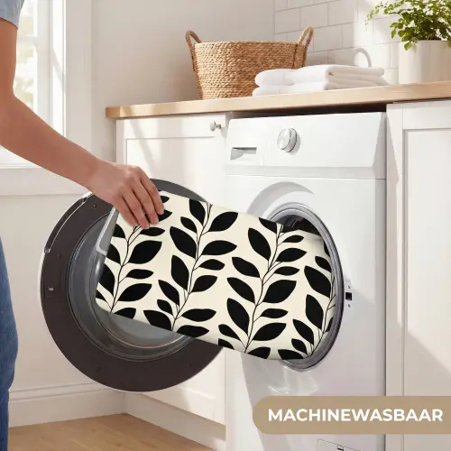 Botanisch - Dessin - Zwart - Beige Badmat klein 997 -USP_WasbaarNL