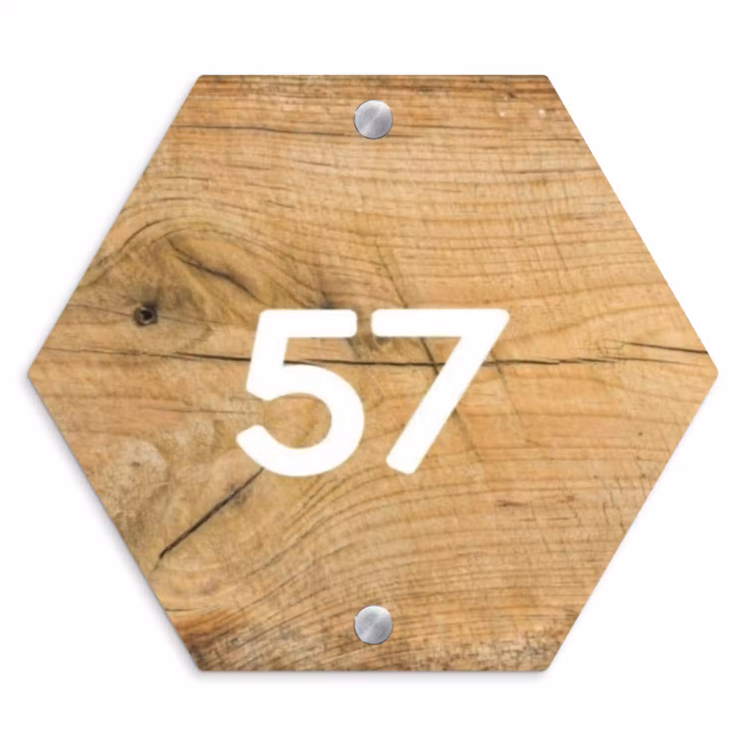 Naambordje voordeur - Hexagon - Hout - Traditioneel