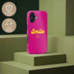 Smile - Stippen - Geel - Smiley - Roze Toughcase MagSafe Apple iPhone 17 klein -USP_PrintM_DE
