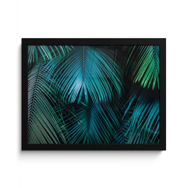 Inductie mat - Jungle - Inductie beschermer - Palmblad - Natuur fotolijst zwart zonder passe partout klein -3d