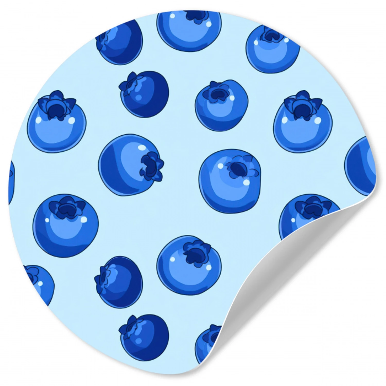 Bessen - Modern - Blauw Wandcirkel behangsticker klein 186 -3d