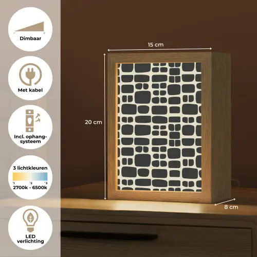 Modern - Organisch - Zwart Light Box met kabel (Tafellamp) klein 925 -USP_NL