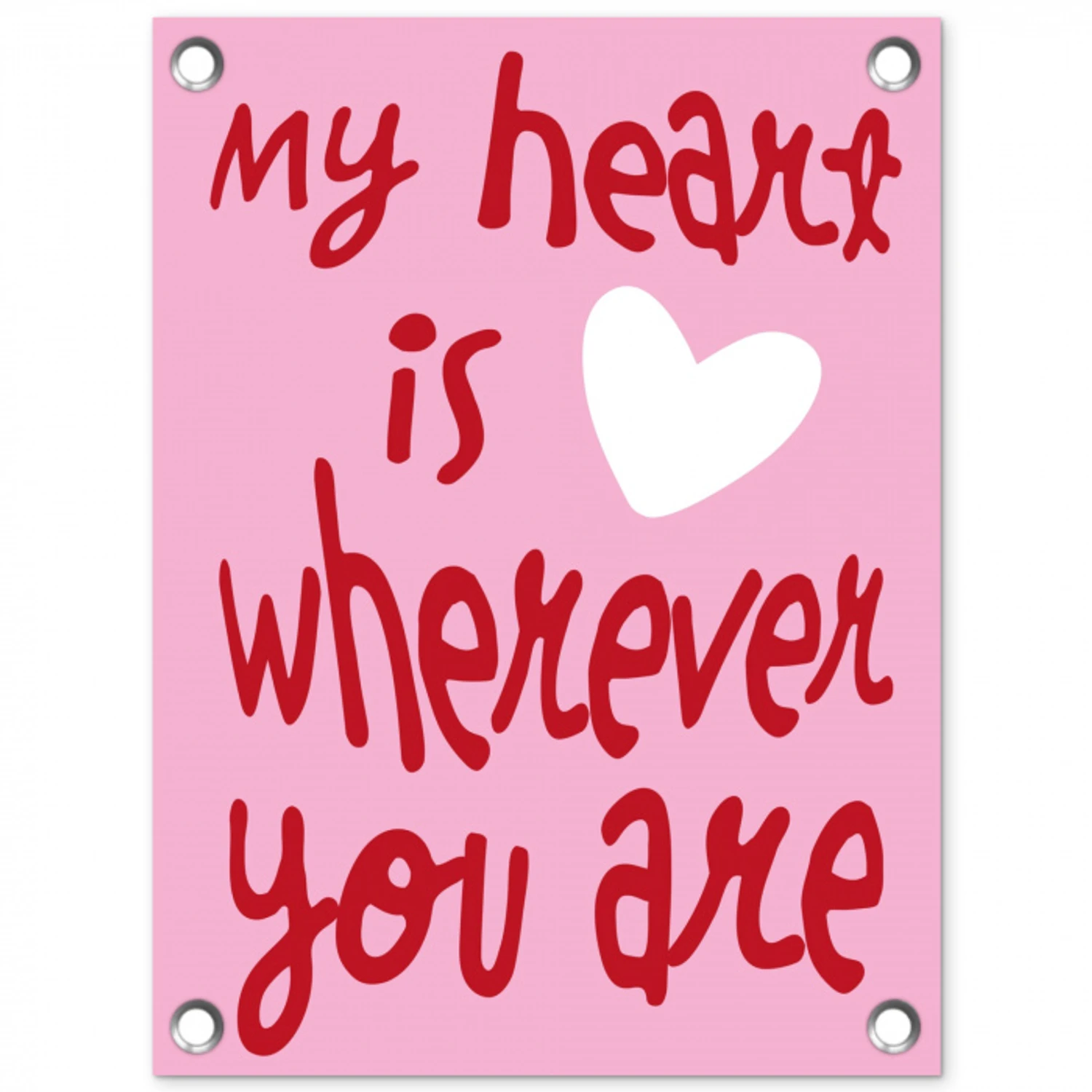 Valentijn - Hart - Liefde - Roze tuinposter los doek klein -3d