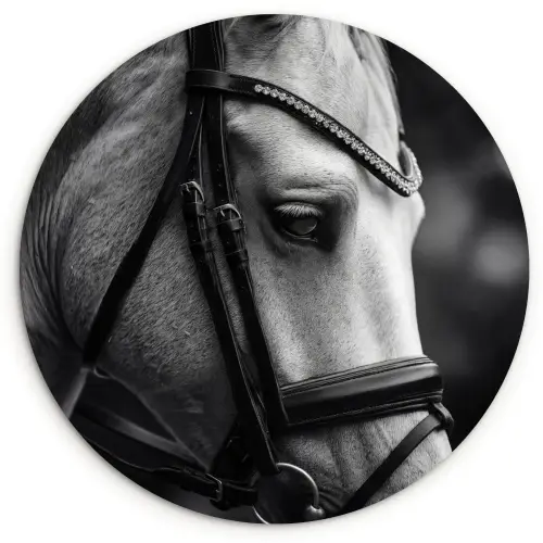 Paard - Schimmel - Portret Wandcirkel kunststof plaat 5mm dik klein -3d