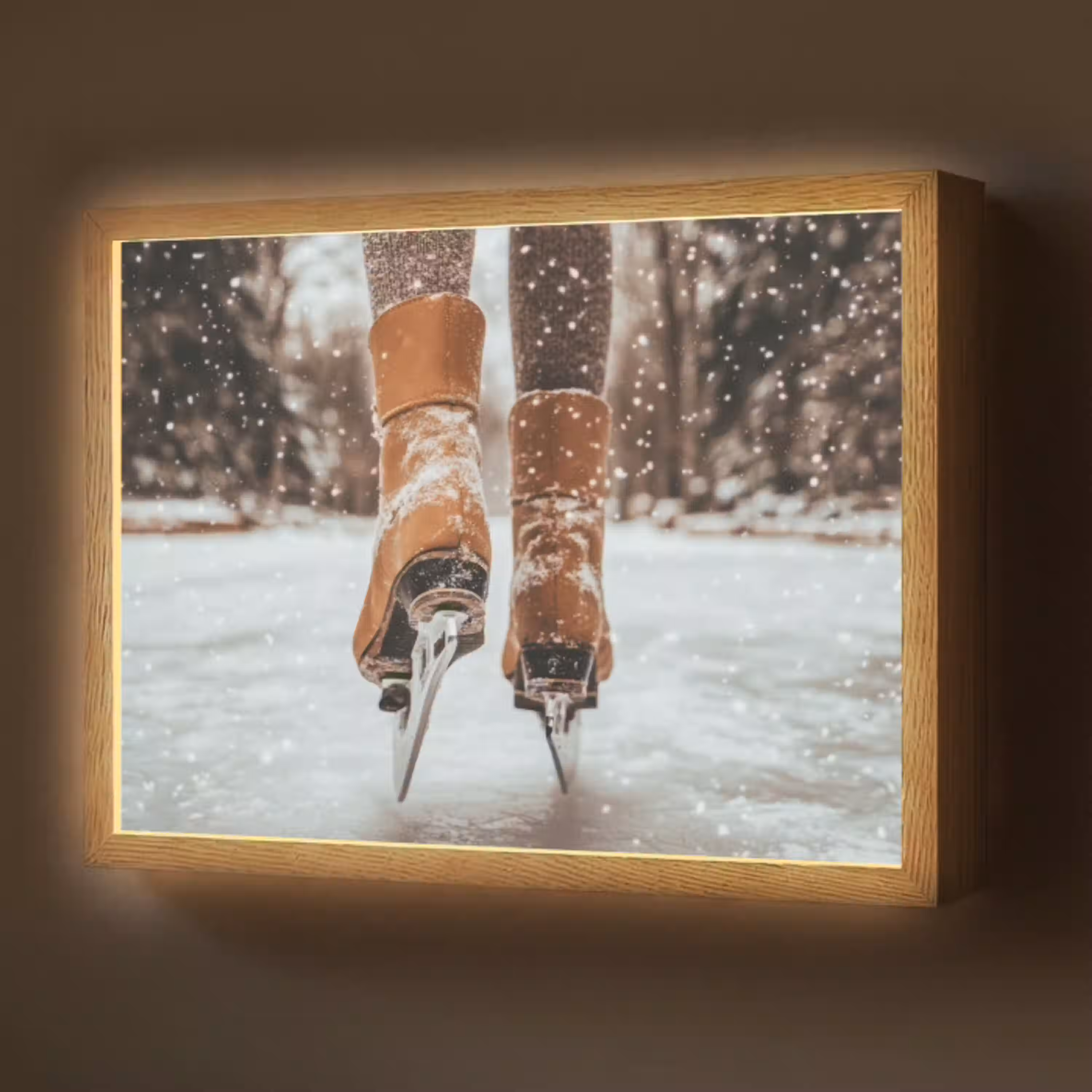 Schaatsen - IJs - Winter - Sneeuw Light Box met batterij (Wandlamp) middel -z3d_website