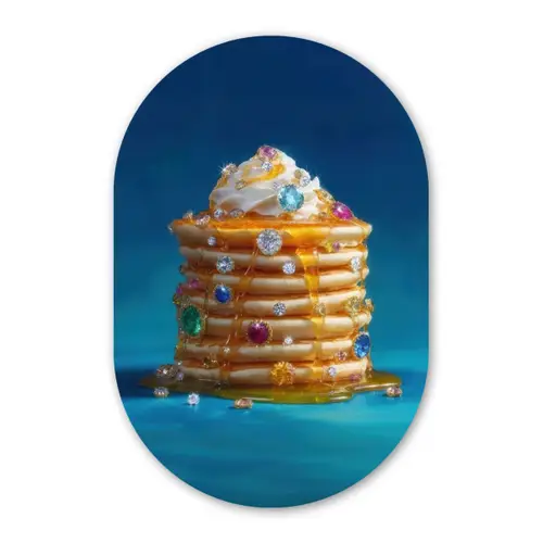 Pannenkoeken - Steentjes - Glitter - Slagroom Wandcirkel Ovaal Forex klein -3d