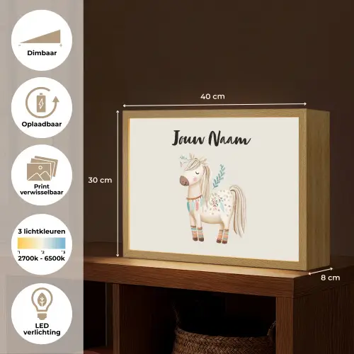 Pony - Lichtbruin - Vlekken - Veren Light Box met batterij (Wandlamp kind) middel -USP_websiteoverzichtNL