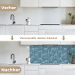 Takken - Bessen - Patroon - Lichtblauw keuken achterwand 2 middel 871 -voor-na_DE