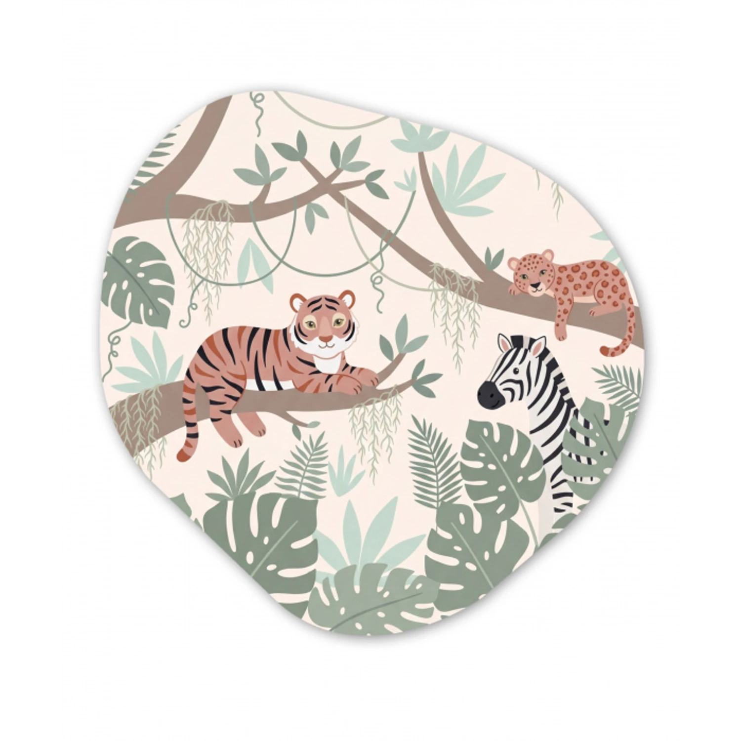 Jungle - Rustiek - Pastel Wandcirkel Organisch Aluminium middel -3d