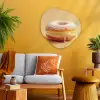 Donut - Romig - Poedersuiker - Beige Wandcirkel Organisch Plexiglas middel -sfeer4