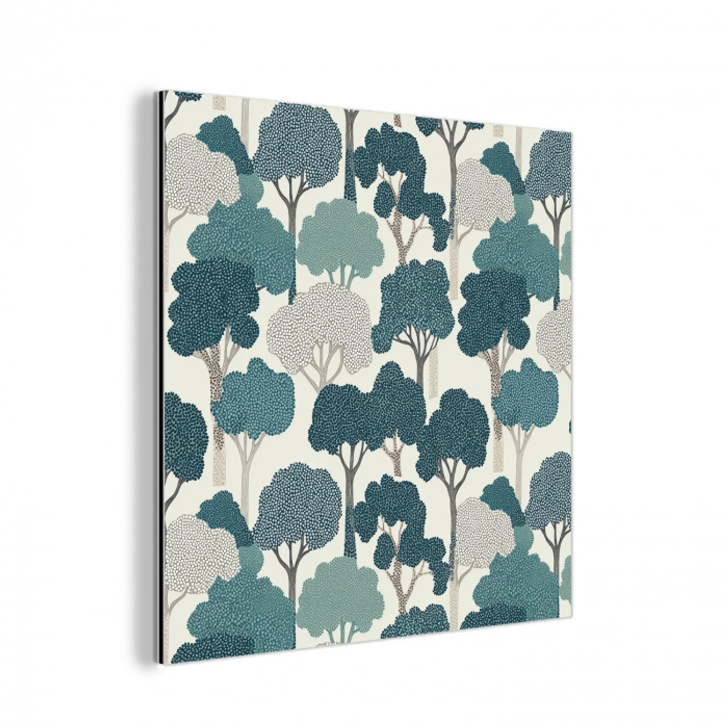 Modern - Bomen - Bos - Patroon - Blauw aluminium wit klein 46 -3d
