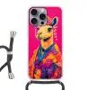 Kameel - Bloemen - Kimono - Waaiers Hoesje iPhone 16 Pro Max met koord klein -3d