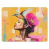 Vogel - Vrouw - Abstract - Bloem muismat rubber klein -3d