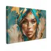 Vrouw - Portret - Goud - Luxe - Blauw canvas 2cm klein -z3d